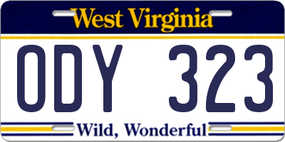 WV license plate ODY323