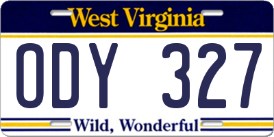WV license plate ODY327