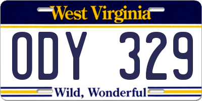 WV license plate ODY329