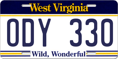 WV license plate ODY330