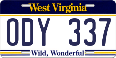 WV license plate ODY337