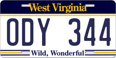 WV license plate ODY344