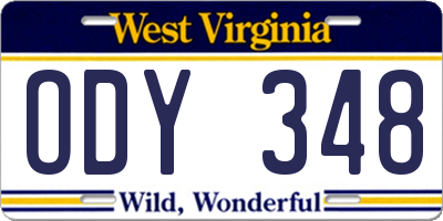 WV license plate ODY348