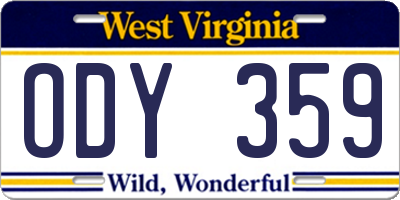 WV license plate ODY359