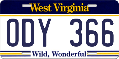 WV license plate ODY366