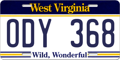 WV license plate ODY368