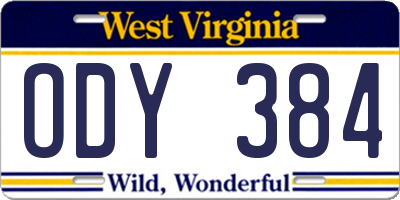 WV license plate ODY384