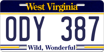 WV license plate ODY387