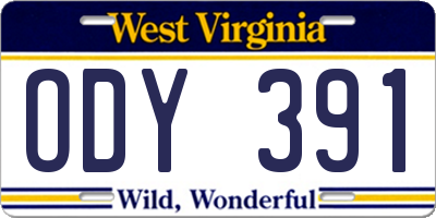 WV license plate ODY391