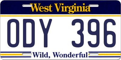 WV license plate ODY396
