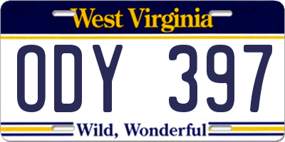 WV license plate ODY397