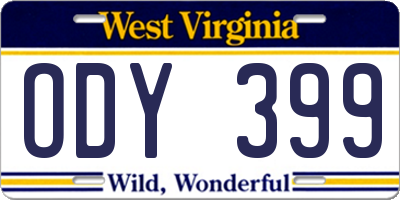WV license plate ODY399
