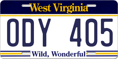 WV license plate ODY405