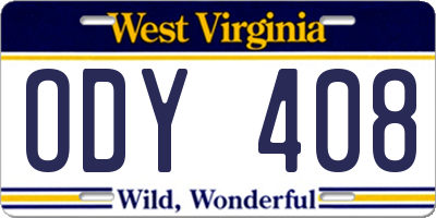 WV license plate ODY408