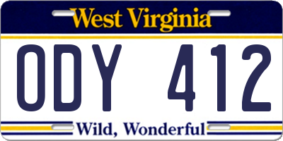 WV license plate ODY412