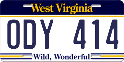 WV license plate ODY414
