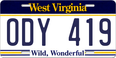 WV license plate ODY419