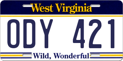 WV license plate ODY421