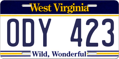 WV license plate ODY423