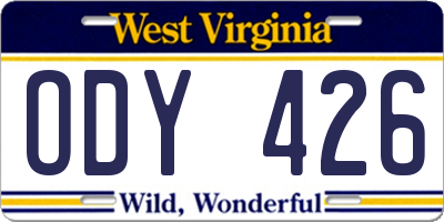 WV license plate ODY426