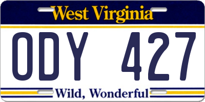 WV license plate ODY427