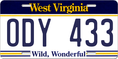 WV license plate ODY433