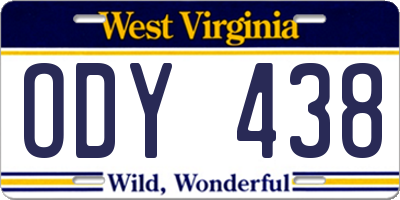 WV license plate ODY438