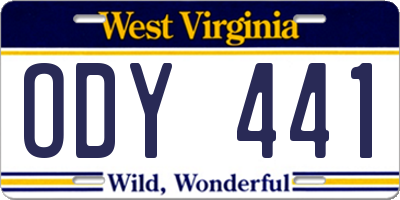 WV license plate ODY441
