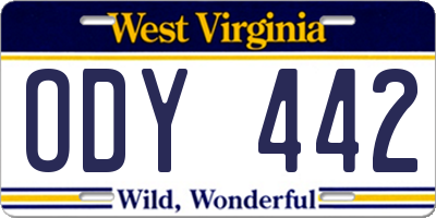 WV license plate ODY442