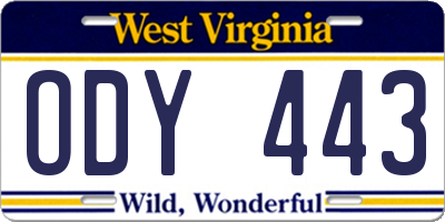 WV license plate ODY443