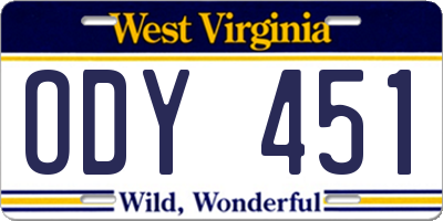 WV license plate ODY451