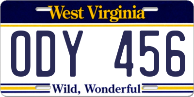 WV license plate ODY456