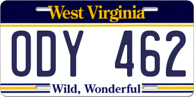 WV license plate ODY462