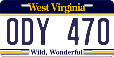 WV license plate ODY470