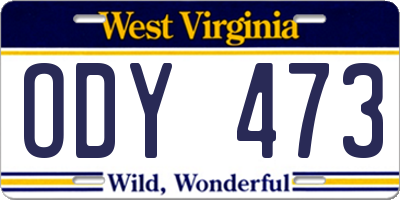 WV license plate ODY473