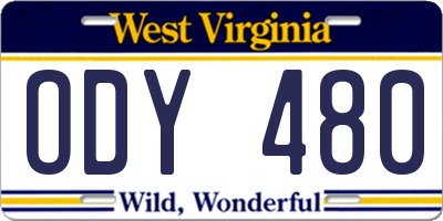 WV license plate ODY480
