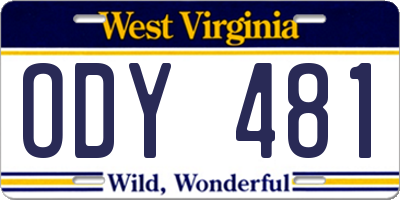WV license plate ODY481