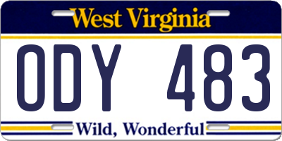 WV license plate ODY483