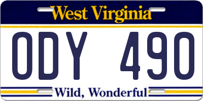 WV license plate ODY490
