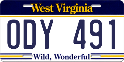 WV license plate ODY491