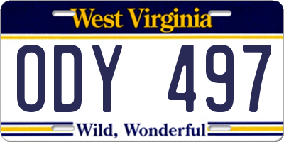 WV license plate ODY497