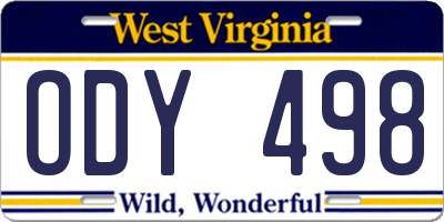 WV license plate ODY498