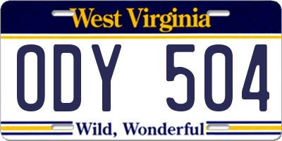 WV license plate ODY504