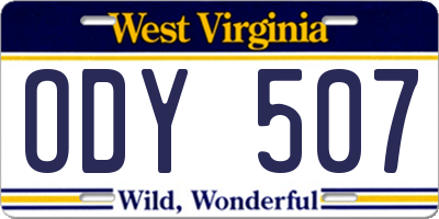 WV license plate ODY507