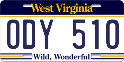 WV license plate ODY510