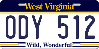 WV license plate ODY512