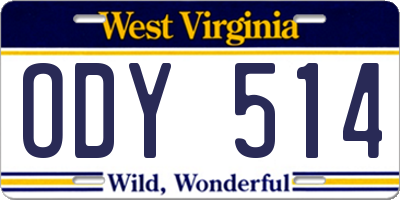 WV license plate ODY514