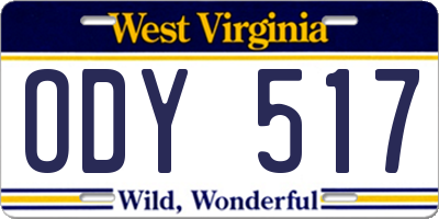 WV license plate ODY517