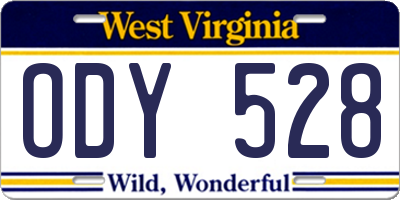 WV license plate ODY528