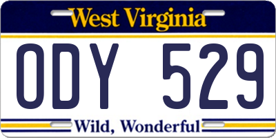 WV license plate ODY529